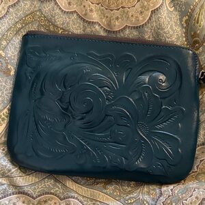 Patricia Nash Teal Embossed Clutch